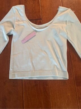 wild fable Light Blue Ribbed Scoop Neck Crop Top